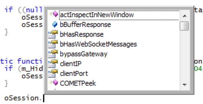 Autocompletion on the Session Object